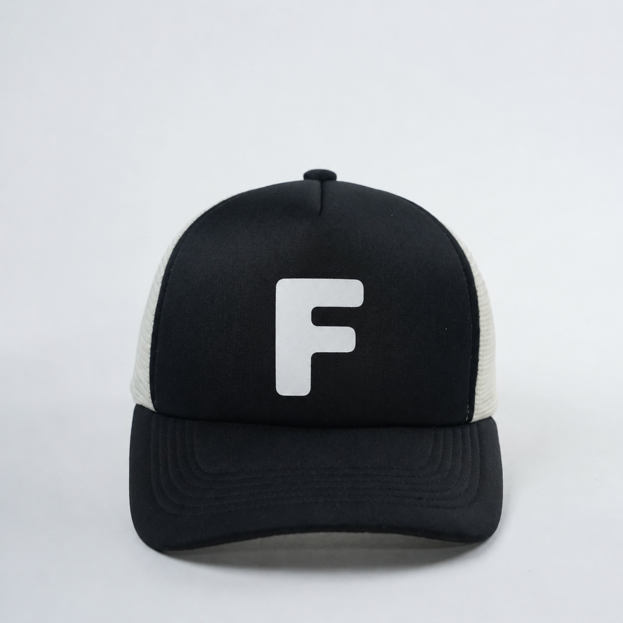 Black and White Printed Robot Graphic Foam Mesh Trucker Hat