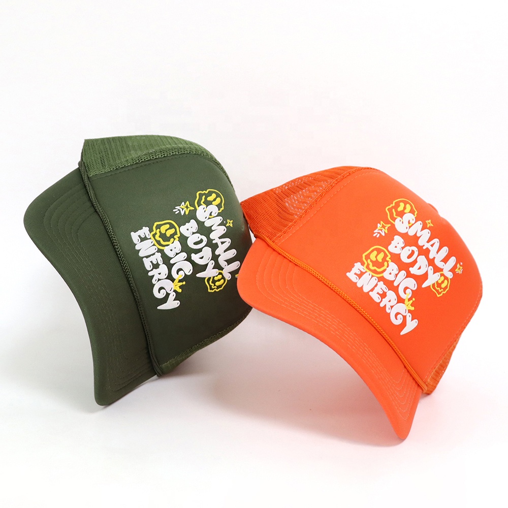 Colorful Foam Trucker Hat with Printed Logo 5 Panel Mesh Back Baseball Cap