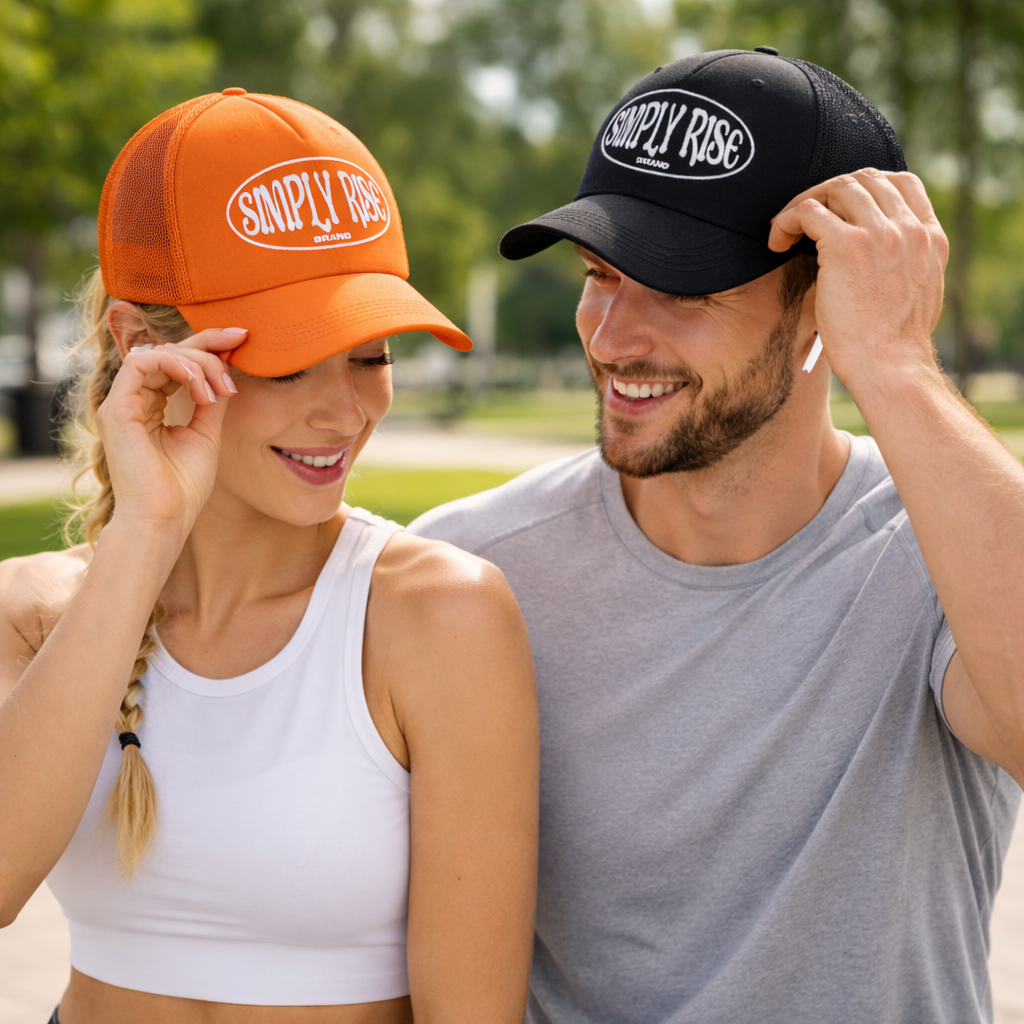 Simply Rise Logo Foam Trucker Cap Mesh Back Baseball Hat