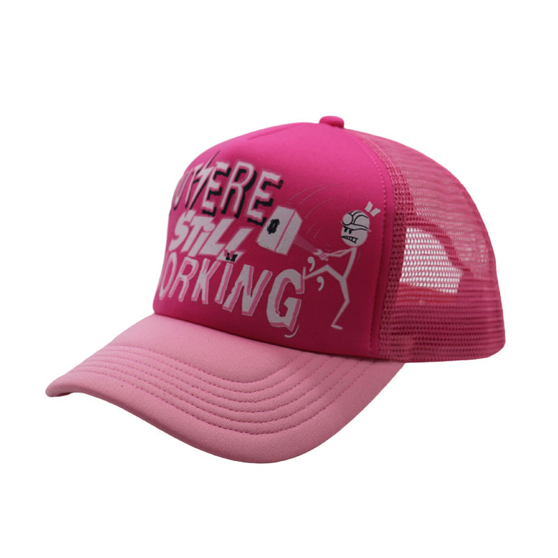 Pink Graphic Letter Mesh Trucker Cap Adjustable Snapback Hat