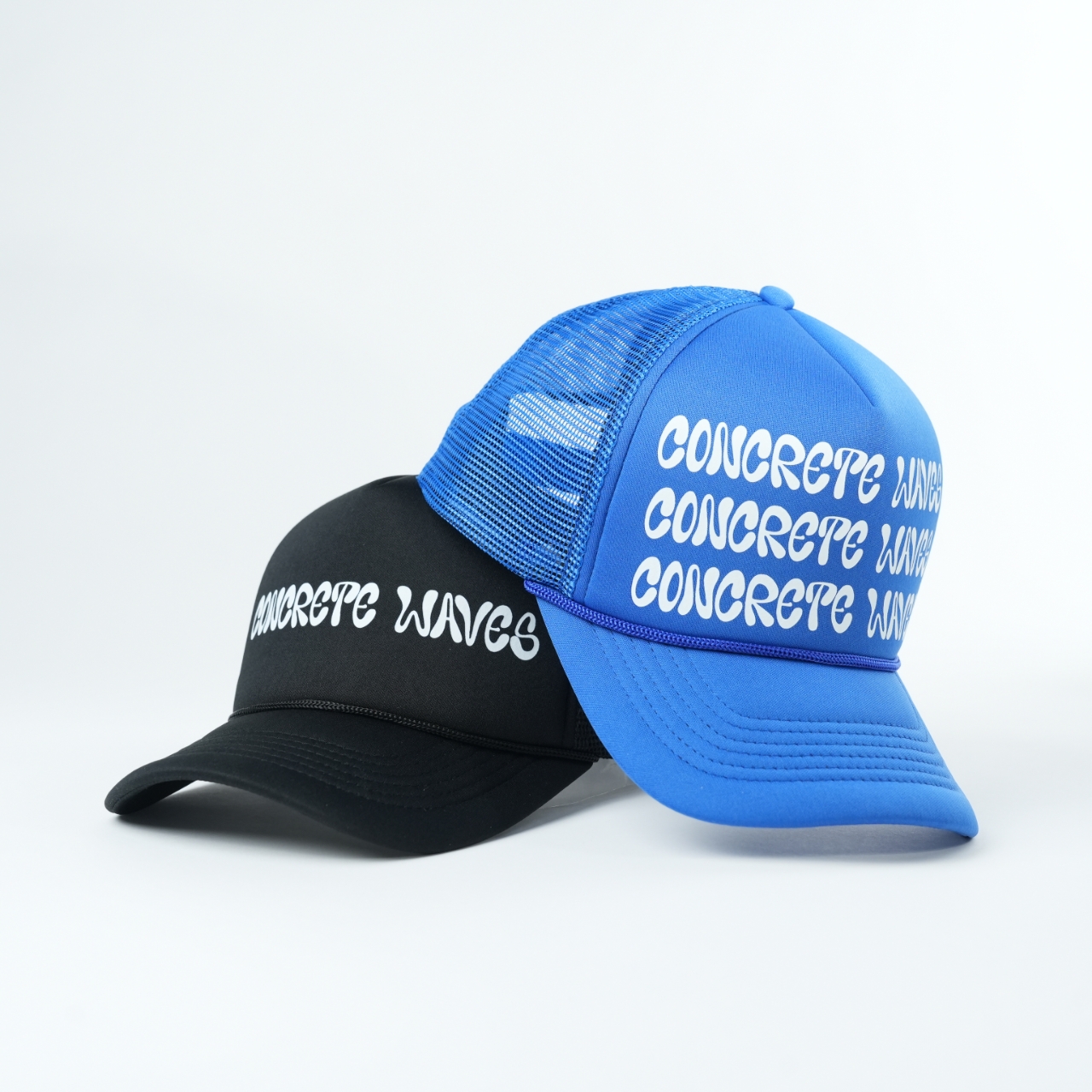 Blue and Black Printed Foam Mesh Trucker Cap