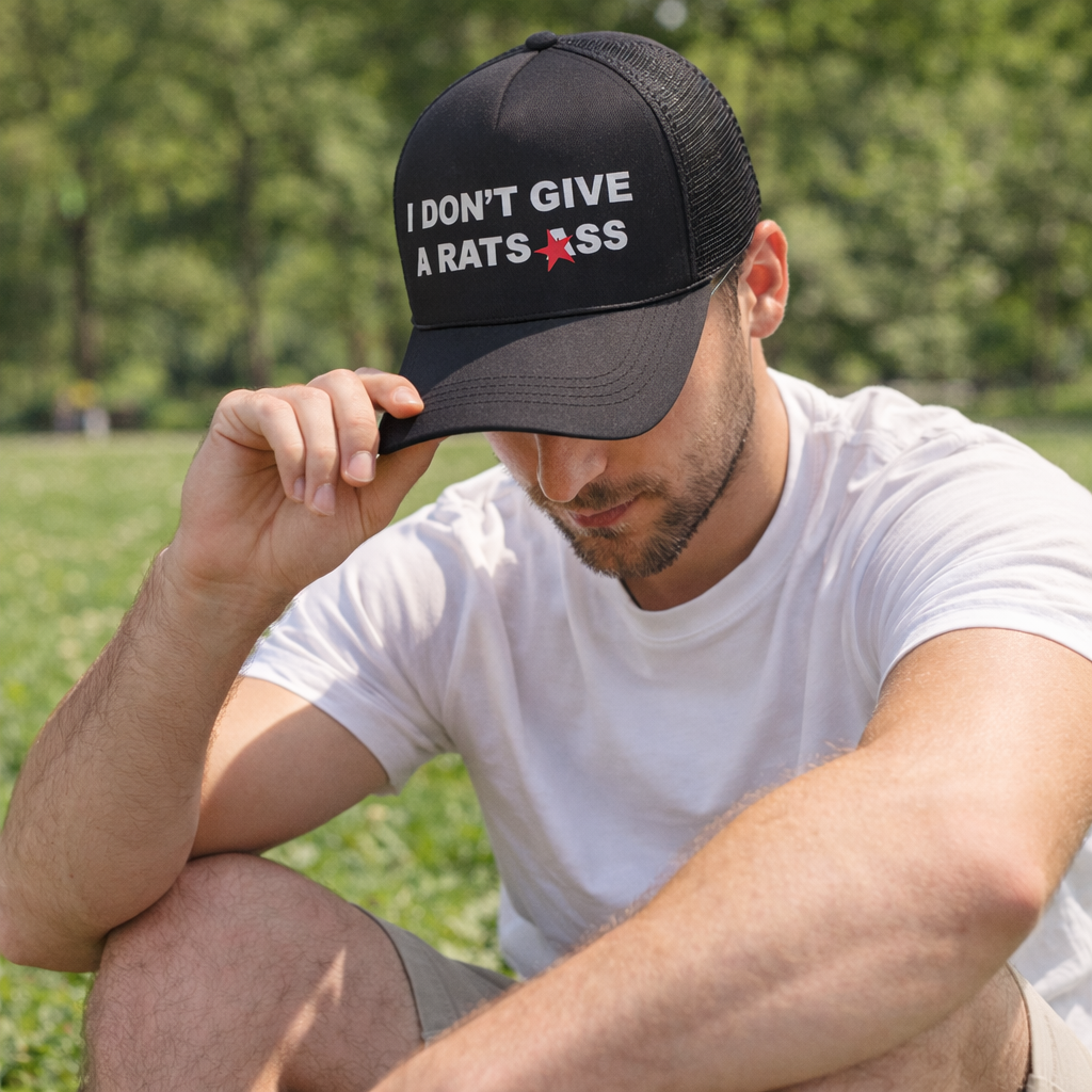 I Don’t Give A Rats Printed Foam Trucker Hat Mesh Back Cap