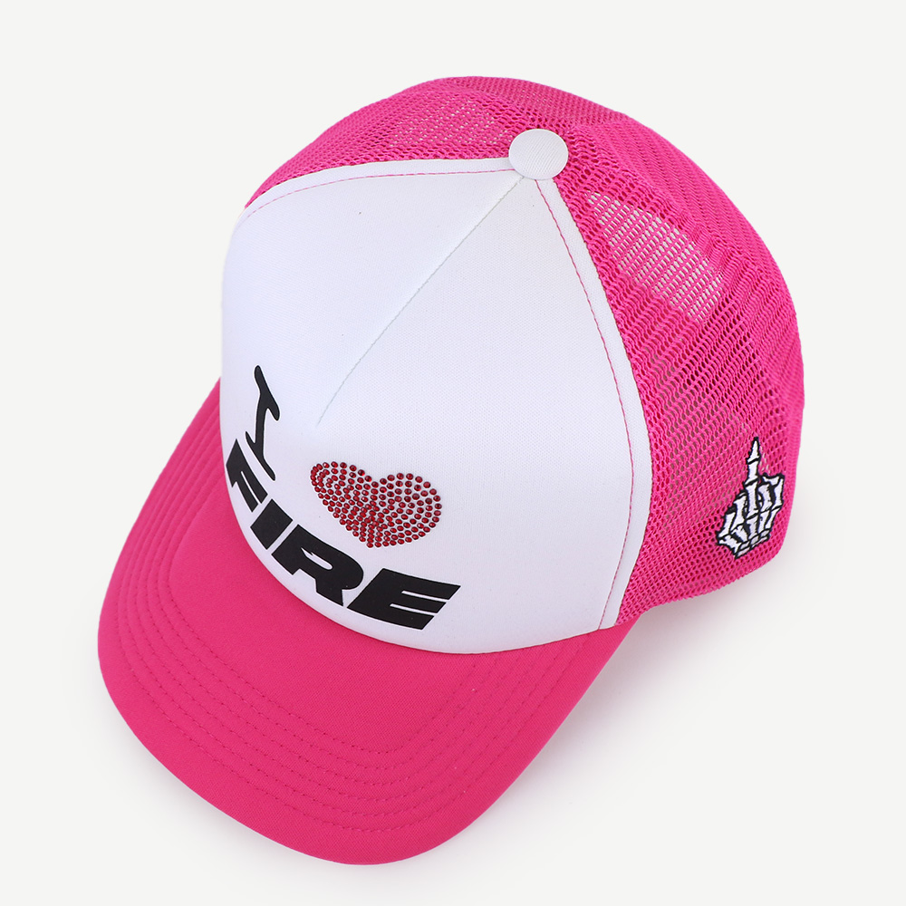I Love Fire Foam Mesh Trucker Hat Curved Brim Casual Cap