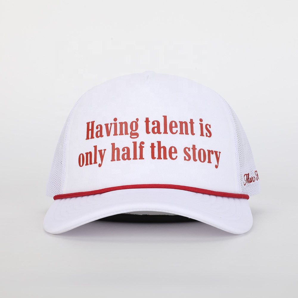 White Foam Trucker Hat with Inspirational Printed Slogan