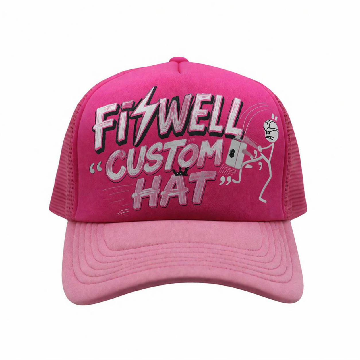Pink Graphic Letter Mesh Trucker Cap Adjustable Snapback Hat