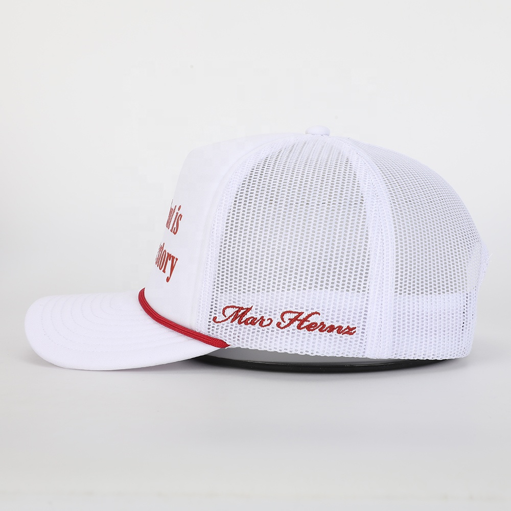White Foam Trucker Hat with Inspirational Printed Slogan