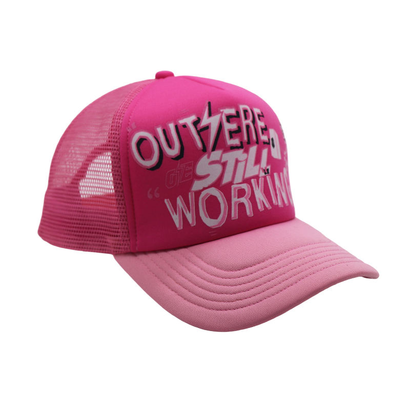 Pink Graphic Letter Mesh Trucker Cap Adjustable Snapback Hat