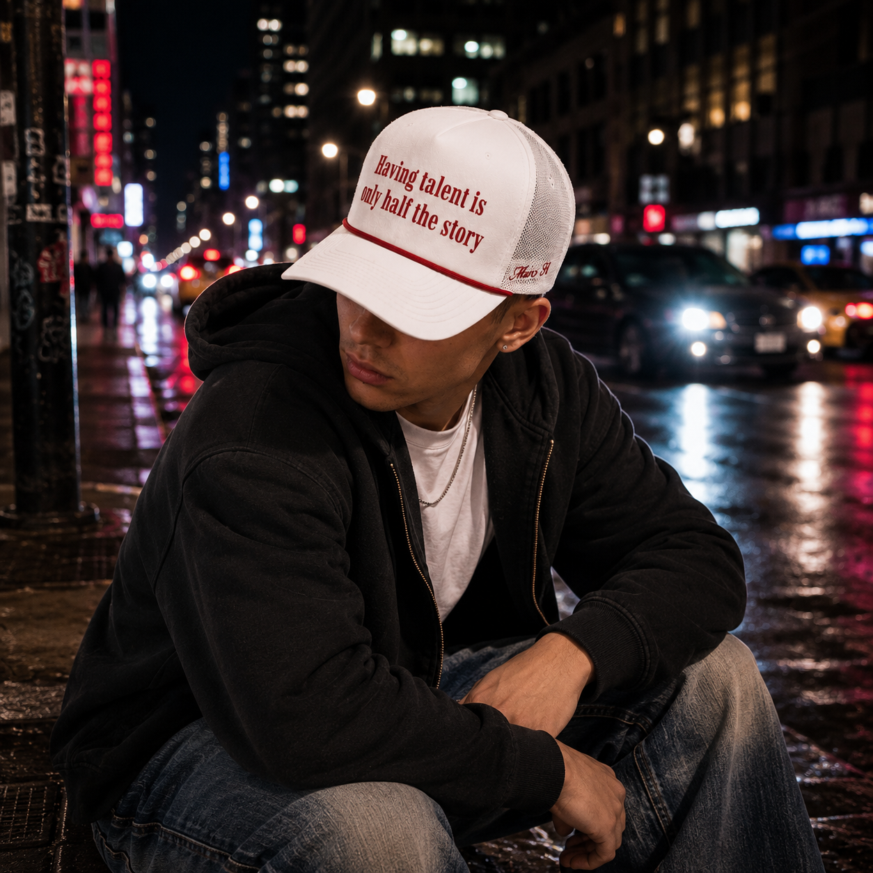 White Foam Trucker Hat with Inspirational Printed Slogan