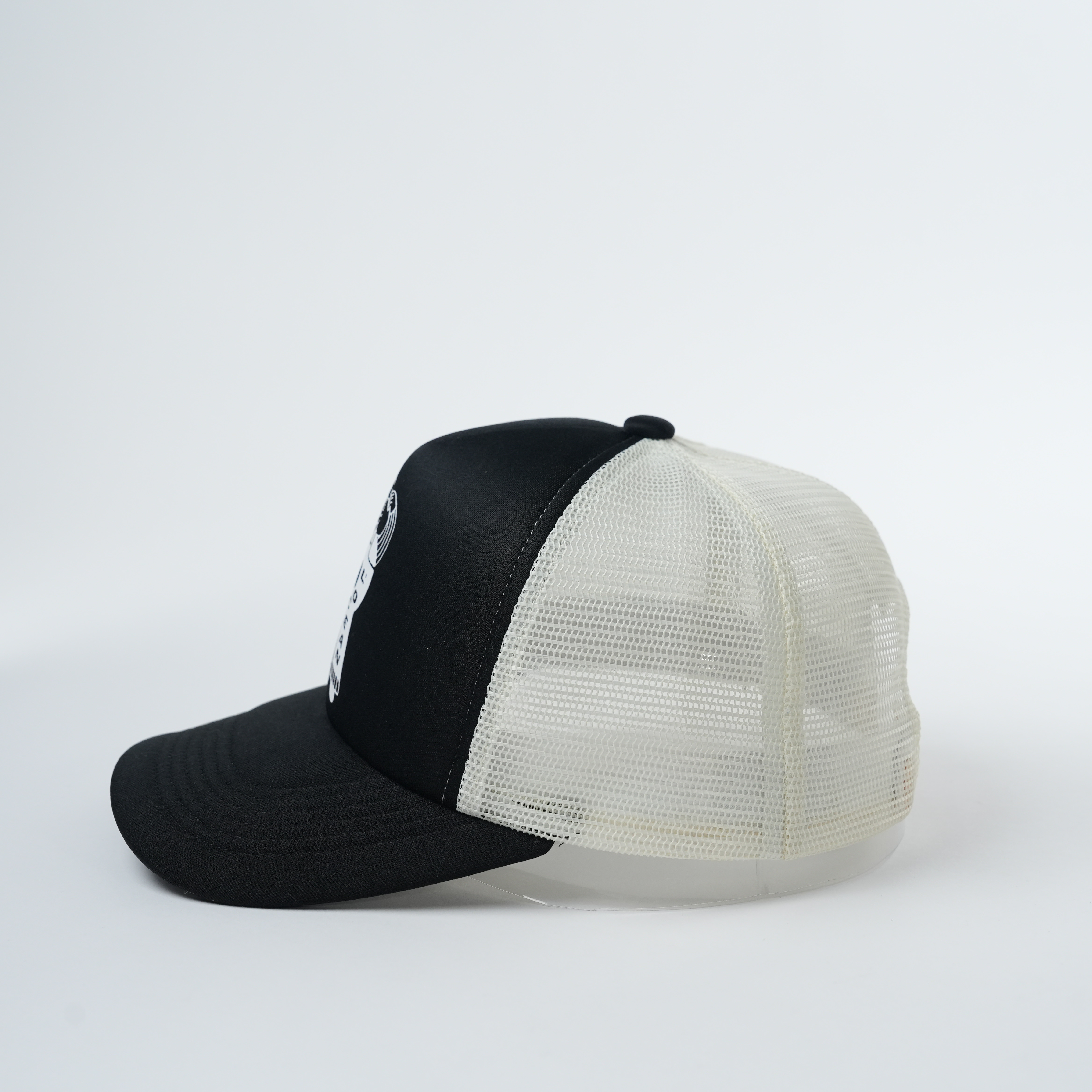 Black and White Printed Robot Graphic Foam Mesh Trucker Hat