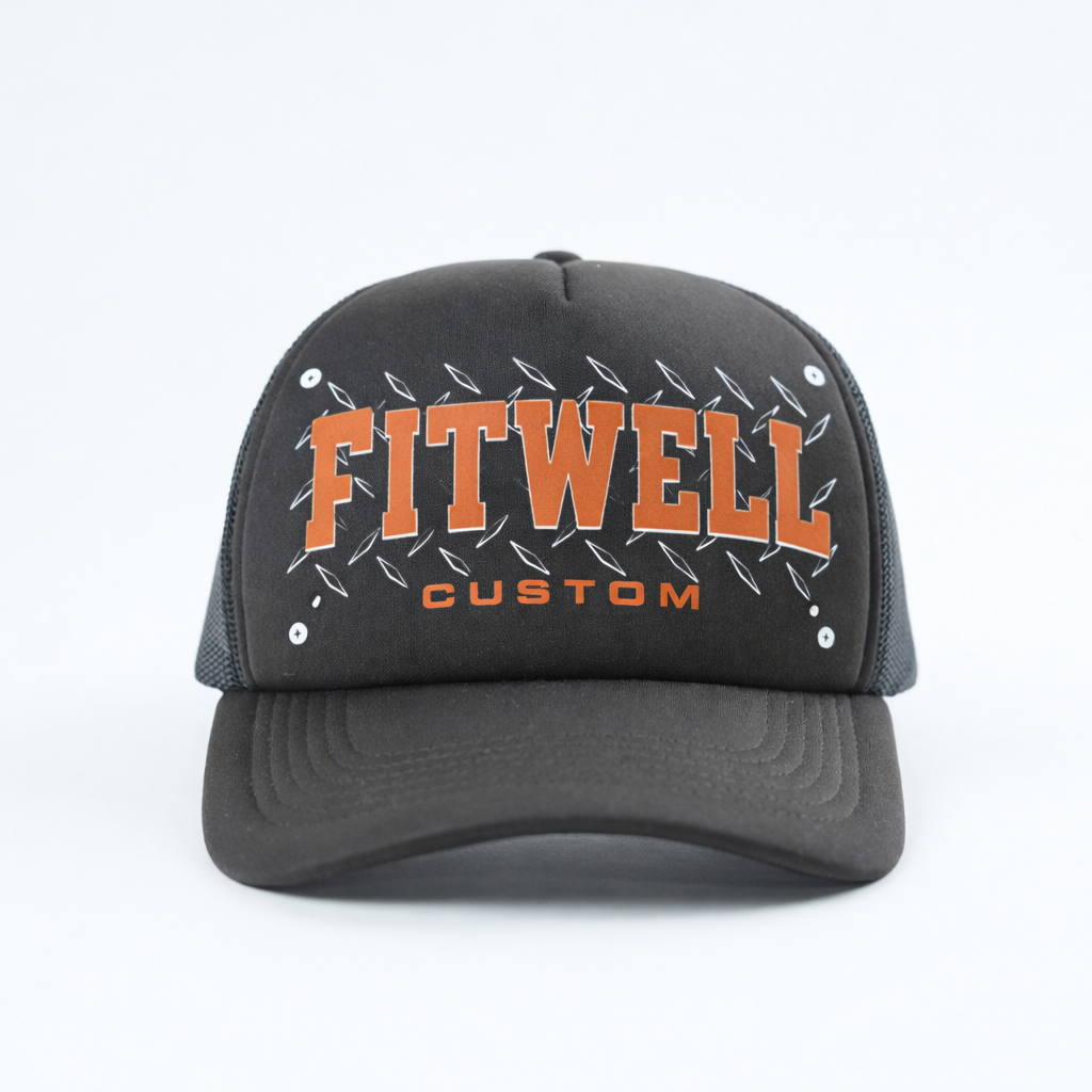 Public Works Printed Logo Black Foam Trucker Hat