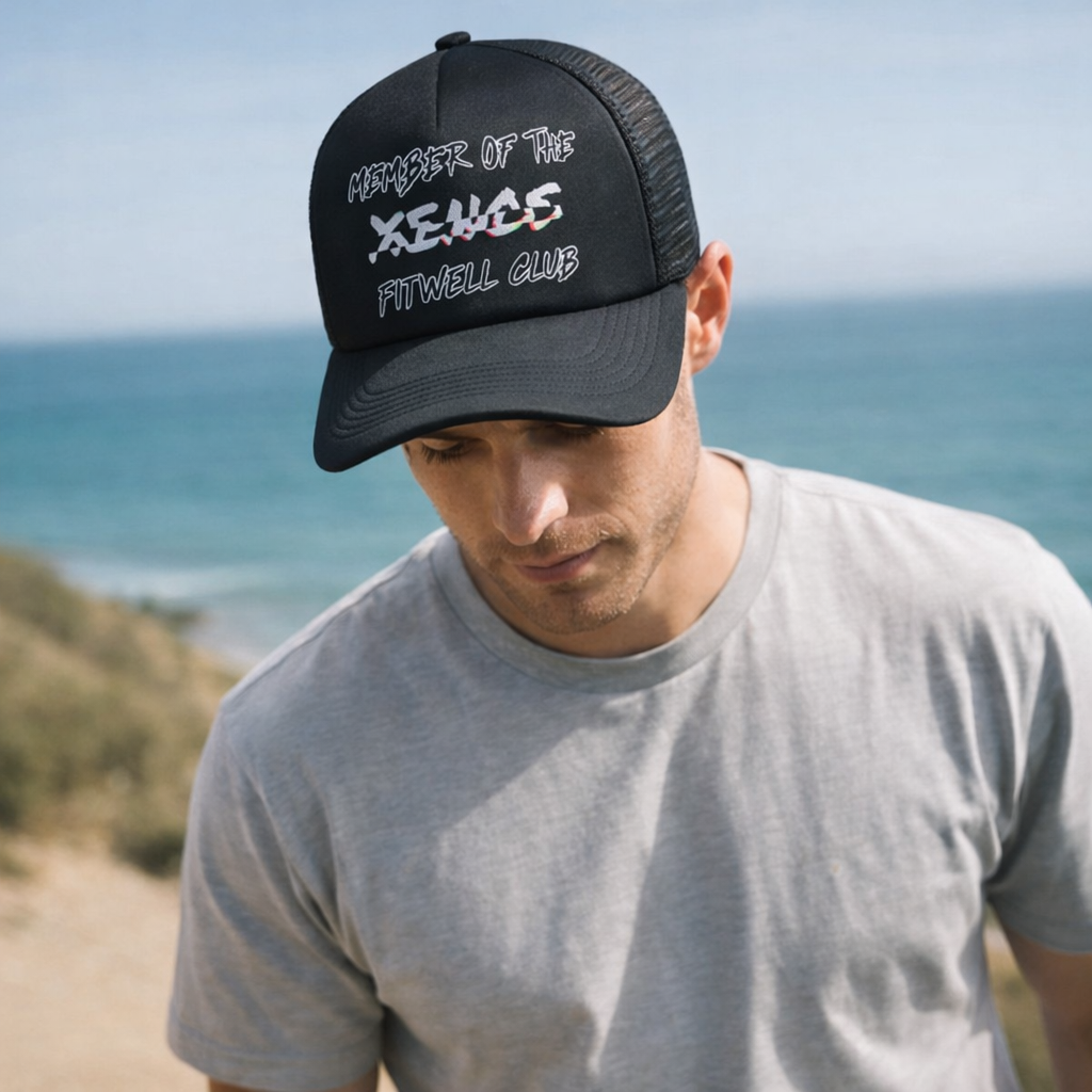 Black Member of the Xeus Dollar Club Printed Trucker Hat