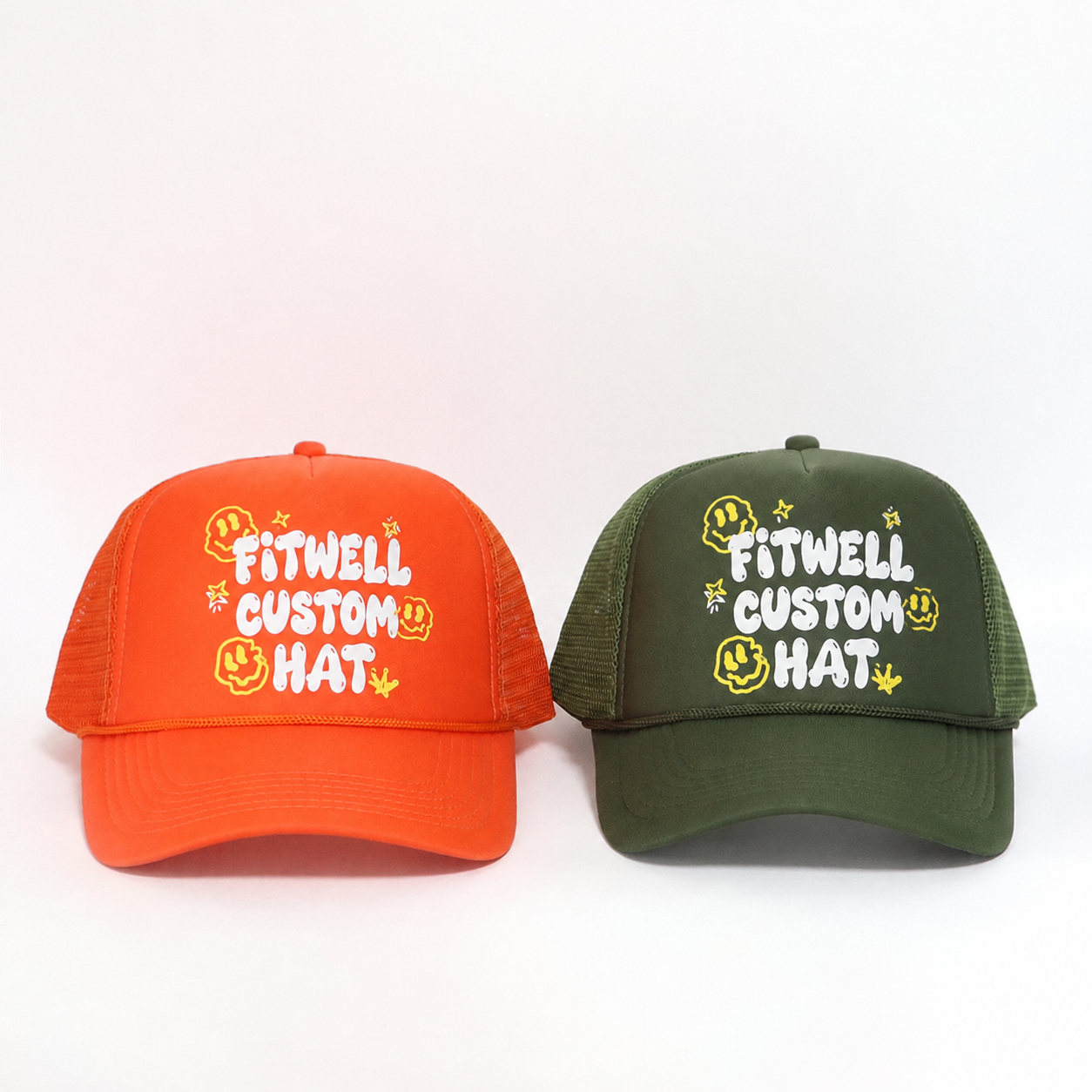 Colorful Foam Trucker Hat with Printed Logo 5 Panel Mesh Back Baseball Cap