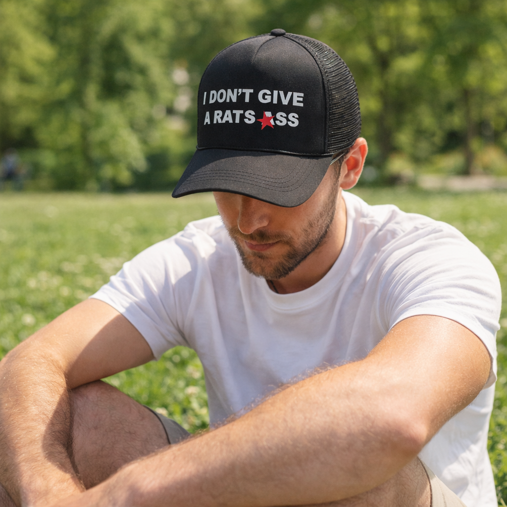 I Don’t Give A Rats Printed Foam Trucker Hat Mesh Back Cap