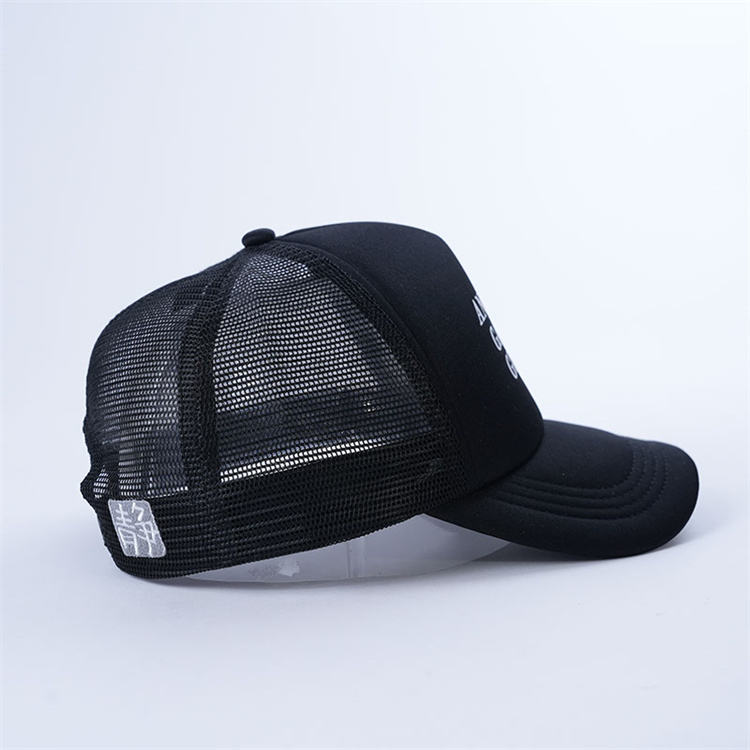 Black Anime Text Printed Foam Mesh Trucker Hat