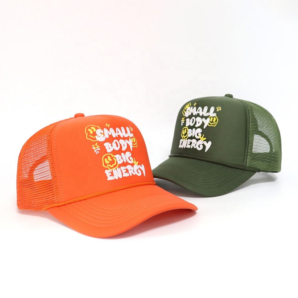Colorful Foam Trucker Hat with Printed Logo 5 Panel Mesh Back Baseball Cap