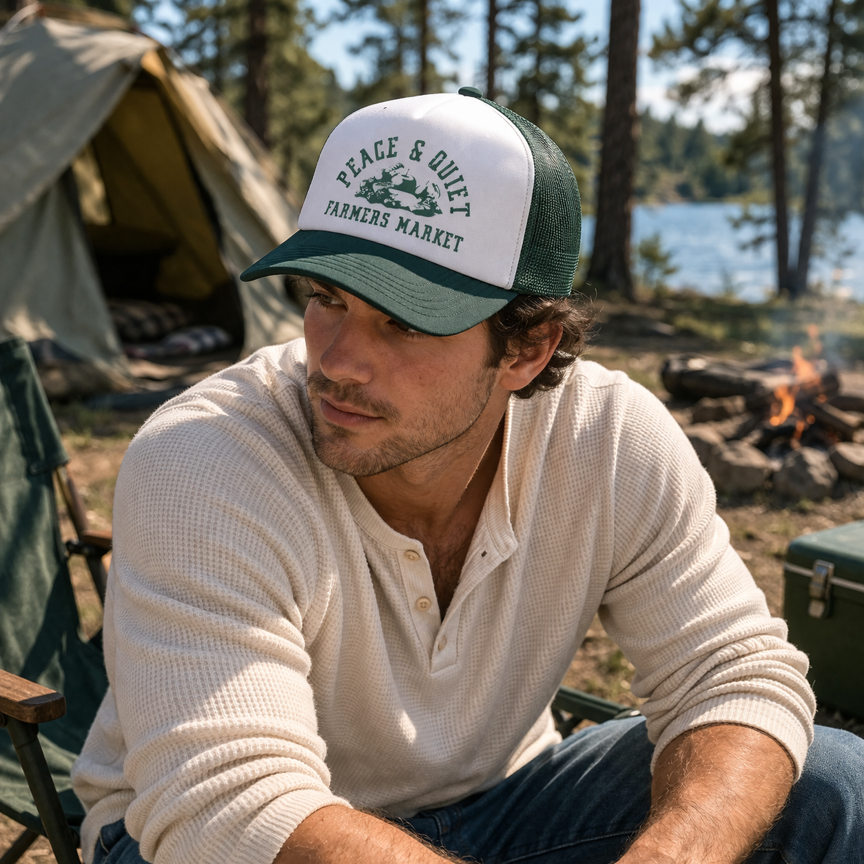 Farmers Market Print Foam Trucker Cap with Mesh Back