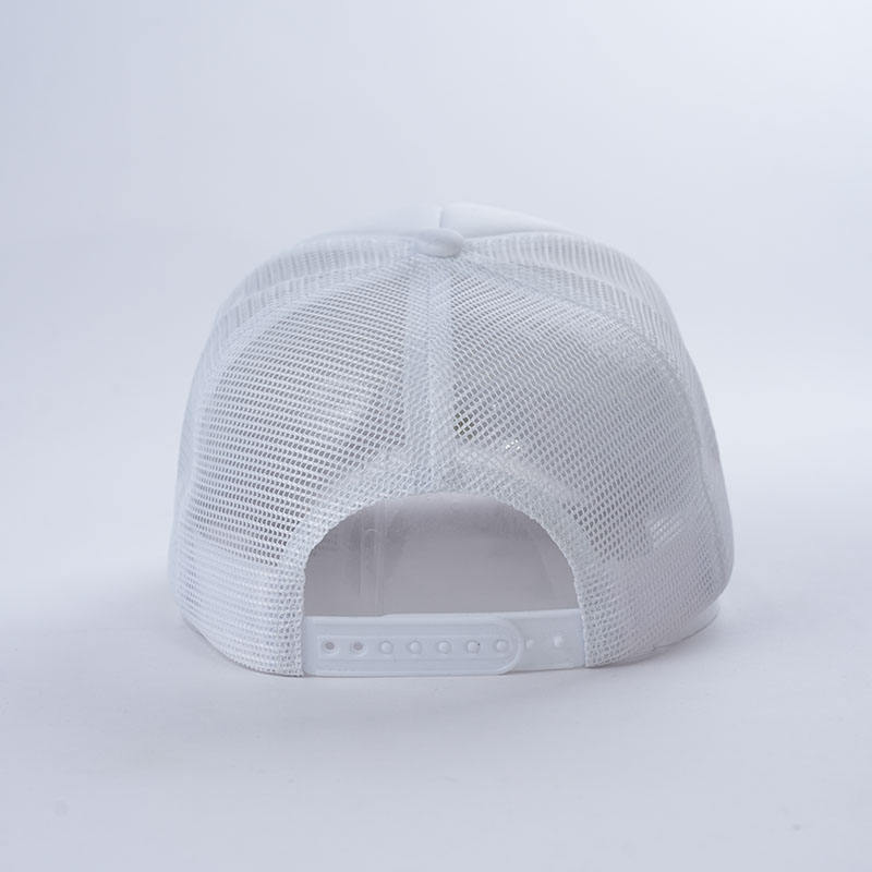 Printed Foam Mesh Trucker Cap in Black and White