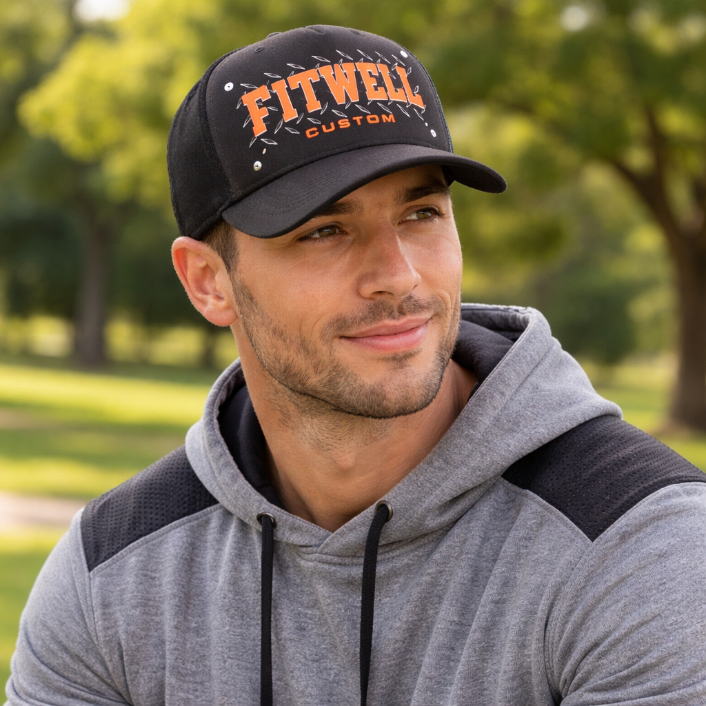 Public Works Printed Logo Black Foam Trucker Hat