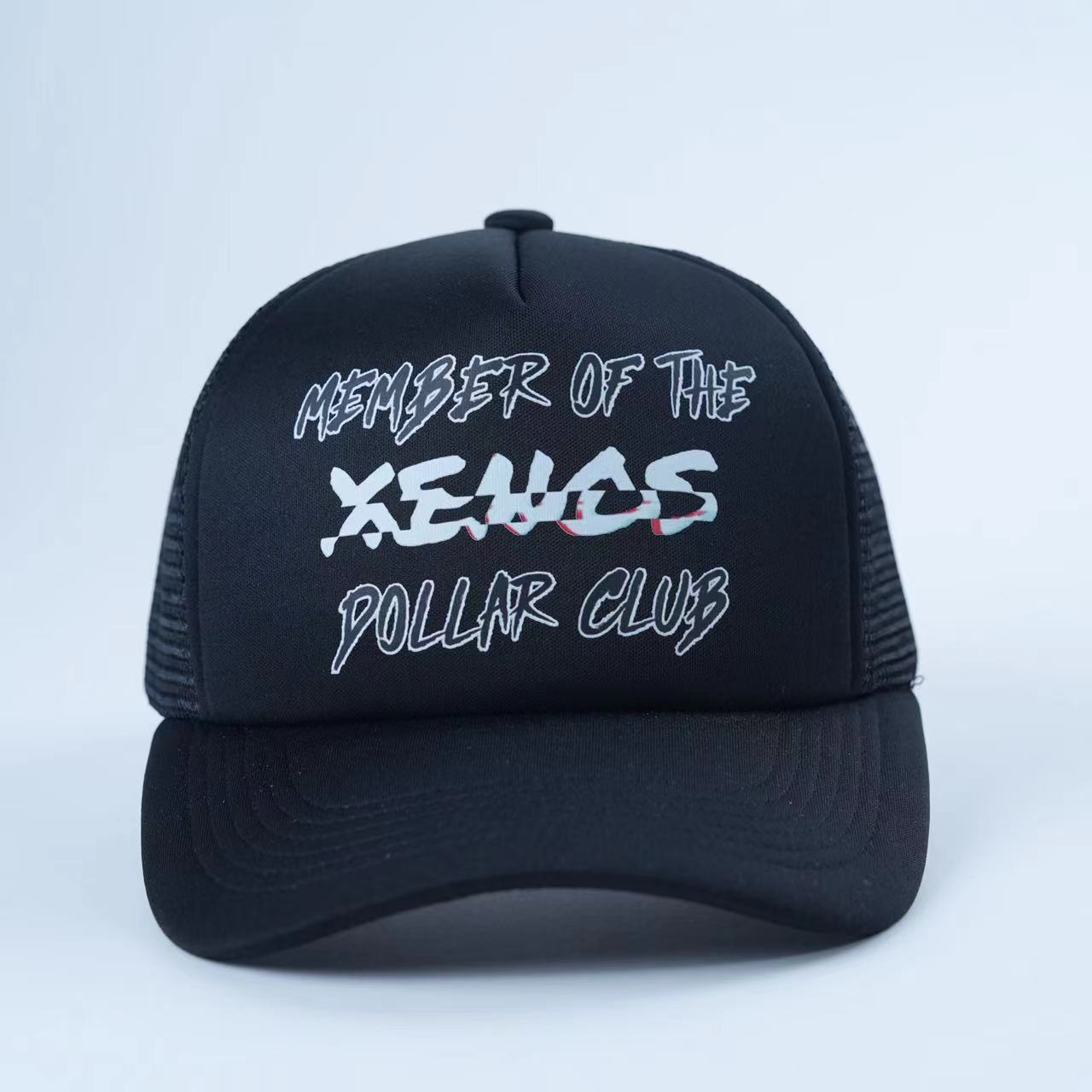Black Member of the Xeus Dollar Club Printed Trucker Hat