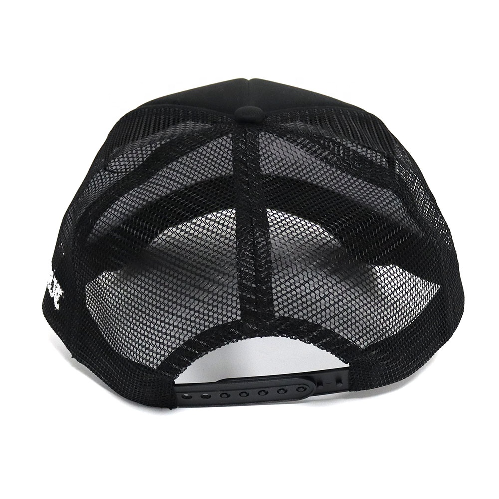 Black Foam Trucker Hat with Gothic Crown Face Print Dual Graphic Design