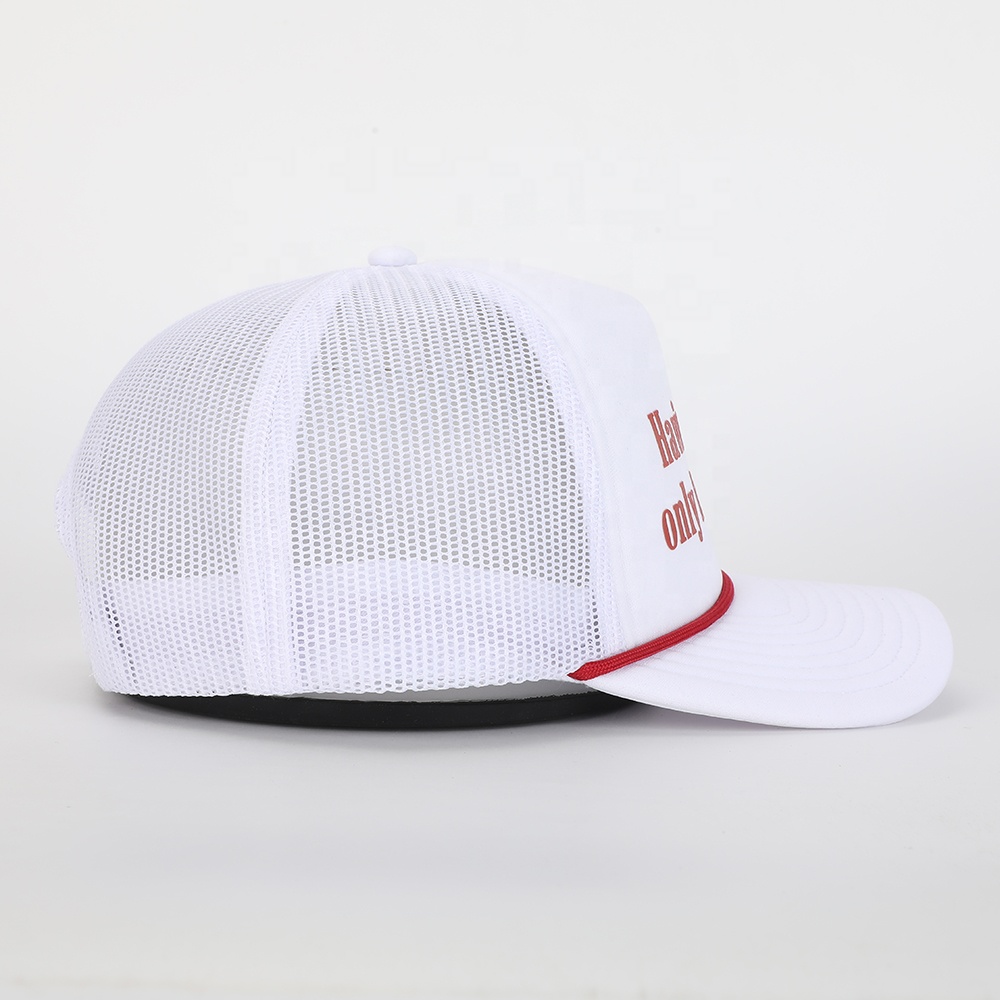 White Foam Trucker Hat with Inspirational Printed Slogan