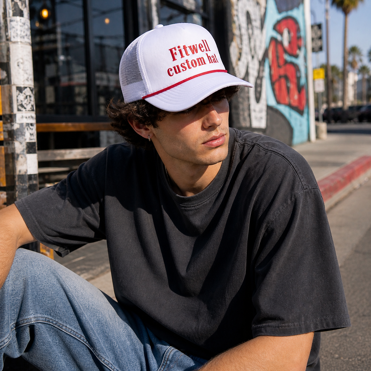 White Foam Trucker Hat with Inspirational Printed Slogan