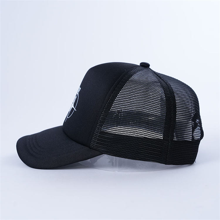 Black Anime Text Printed Foam Mesh Trucker Hat