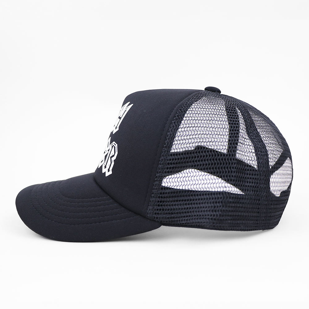 Black High Roller Printed Foam Mesh Trucker Hat