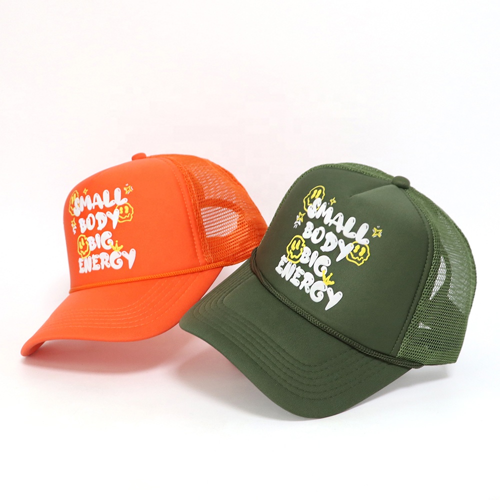 Colorful Foam Trucker Hat with Printed Logo 5 Panel Mesh Back Baseball Cap