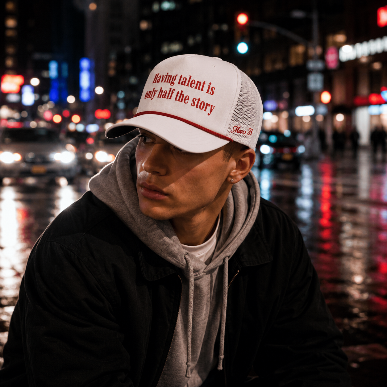 White Foam Trucker Hat with Inspirational Printed Slogan