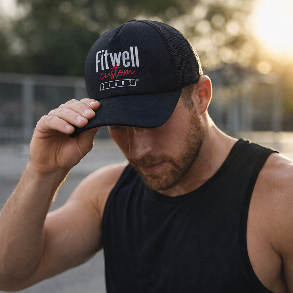 Printed Foam Mesh Trucker Cap in Black and White