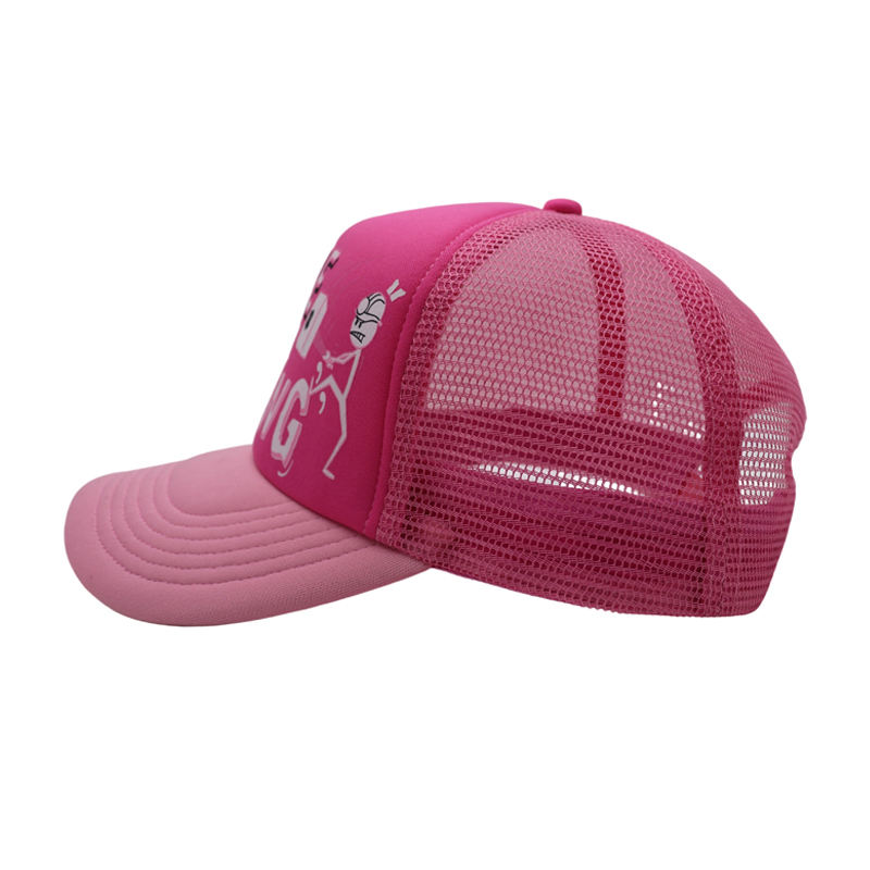 Pink Graphic Letter Mesh Trucker Cap Adjustable Snapback Hat