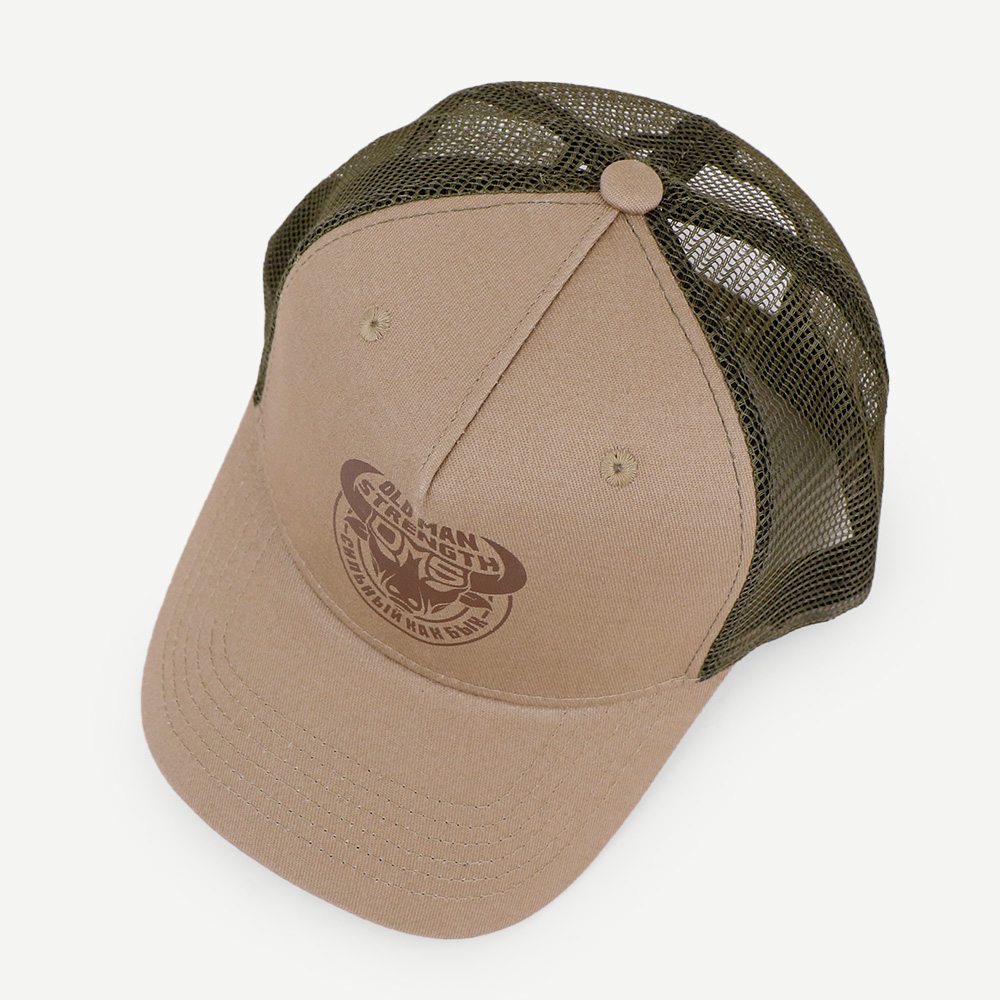 Khaki Olive Old Man Strength Bull Graphic Five-Panel Trucker Cap