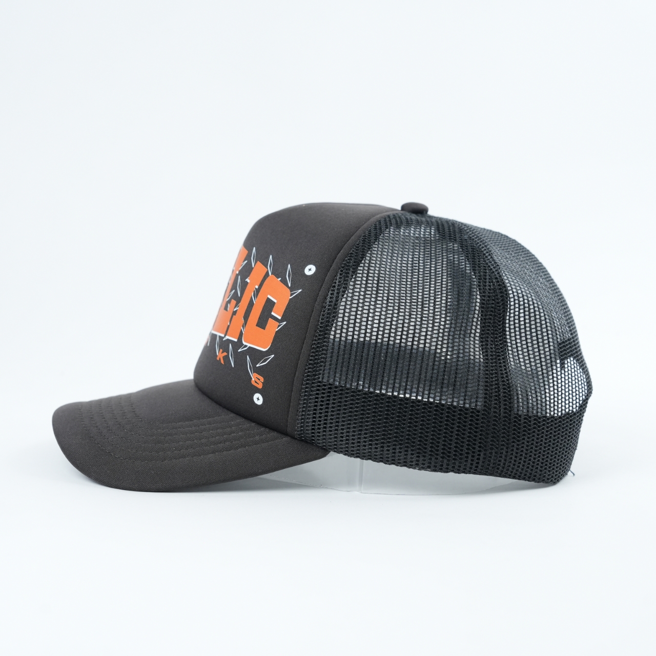 Public Works Printed Logo Black Foam Trucker Hat