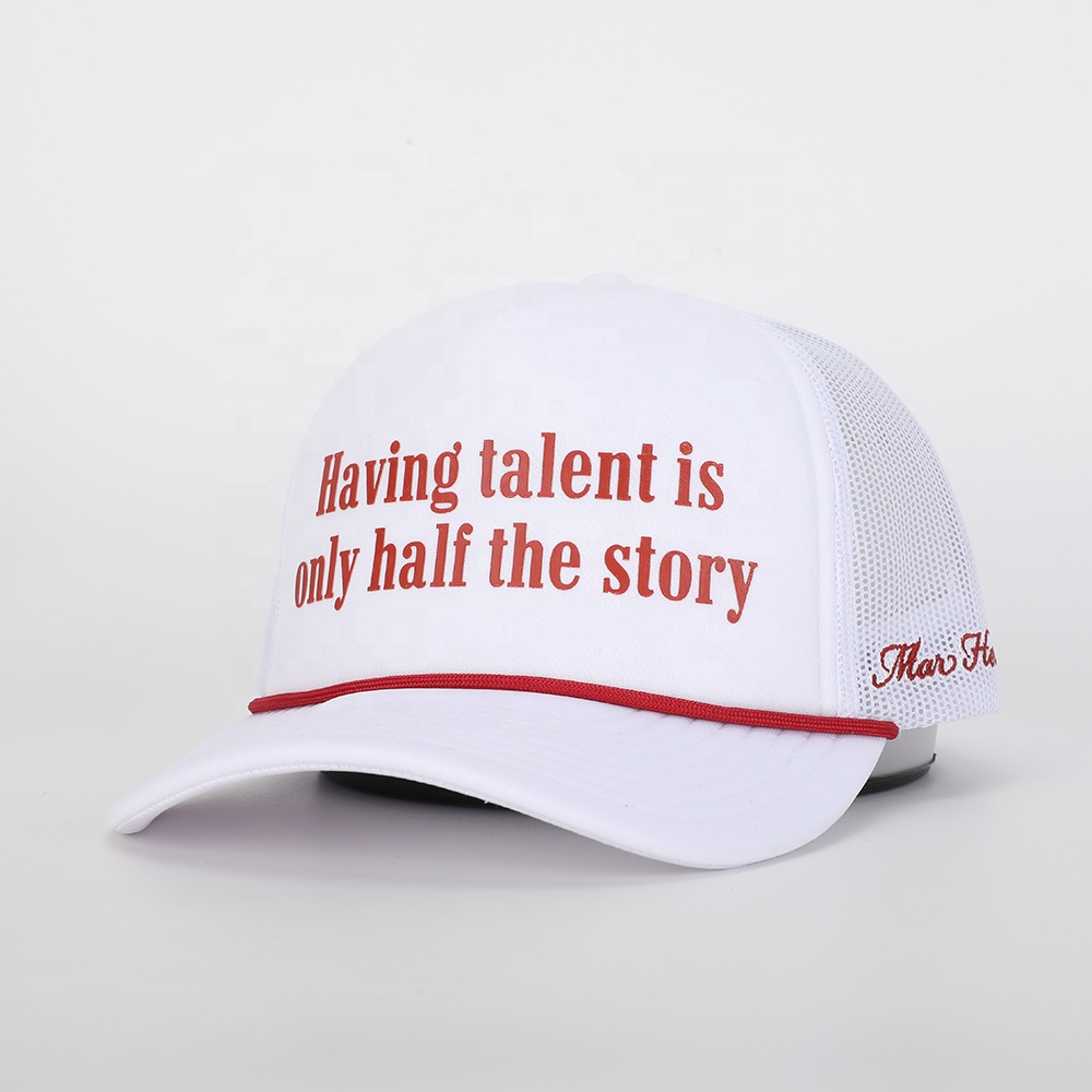 White Foam Trucker Hat with Inspirational Printed Slogan