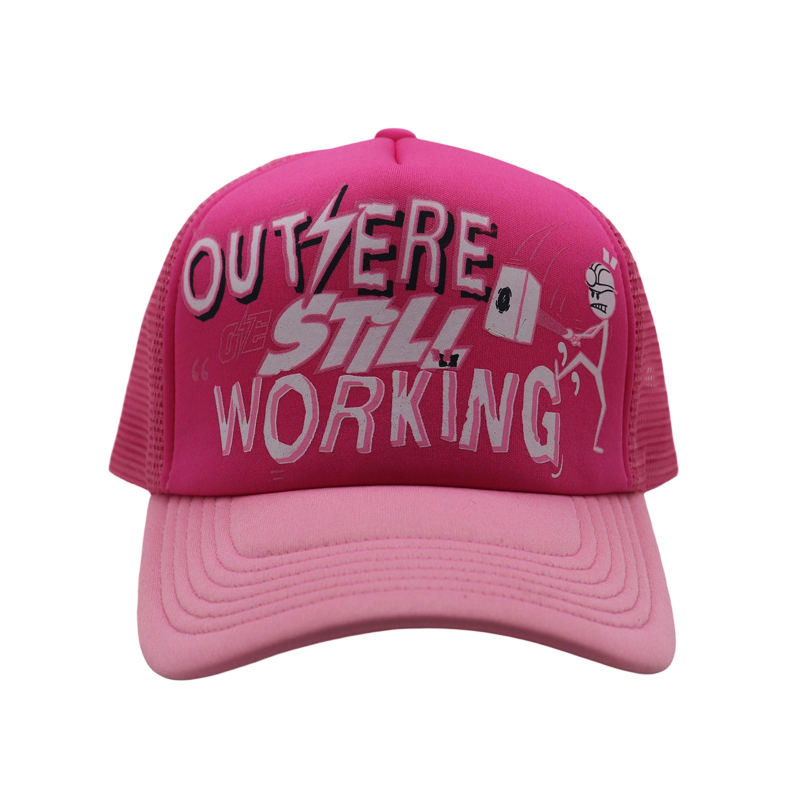 Pink Graphic Letter Mesh Trucker Cap Adjustable Snapback Hat