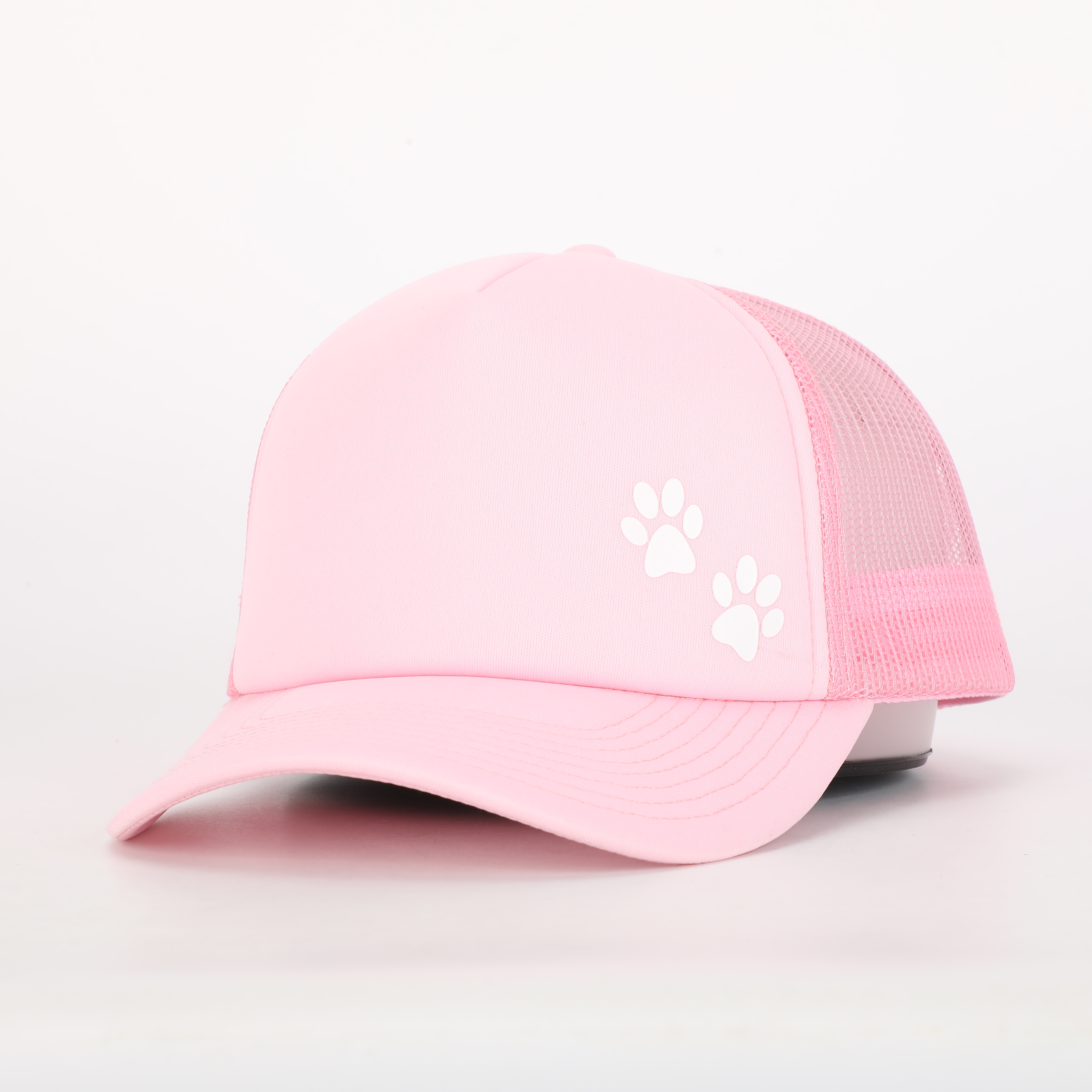 Pink Paw Print Foam Mesh Trucker Cap