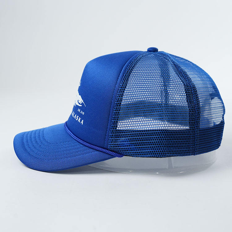 Talkeetna Alaska Blue Foam Mesh Trucker Hat with Printed Logo
