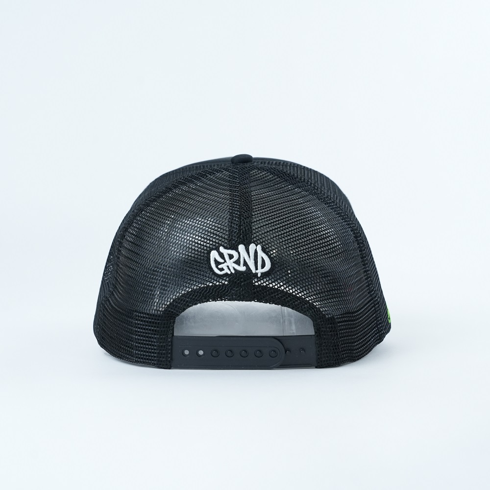 Black Graffiti Print Foam Trucker Cap with Mesh Back