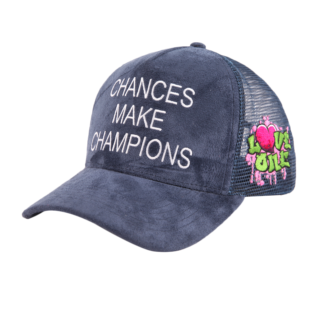 Suede Mesh Slogan Embroidered Trucker Hat Collection