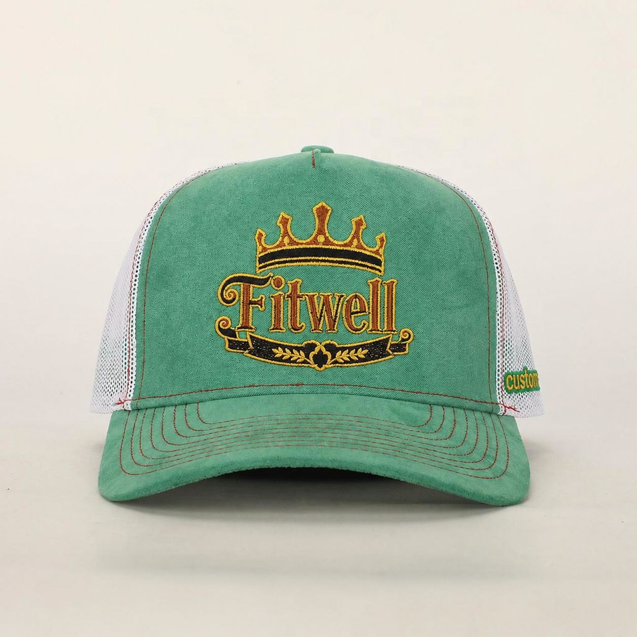 ORW Crown Logo Green Suede Mesh Trucker Hat