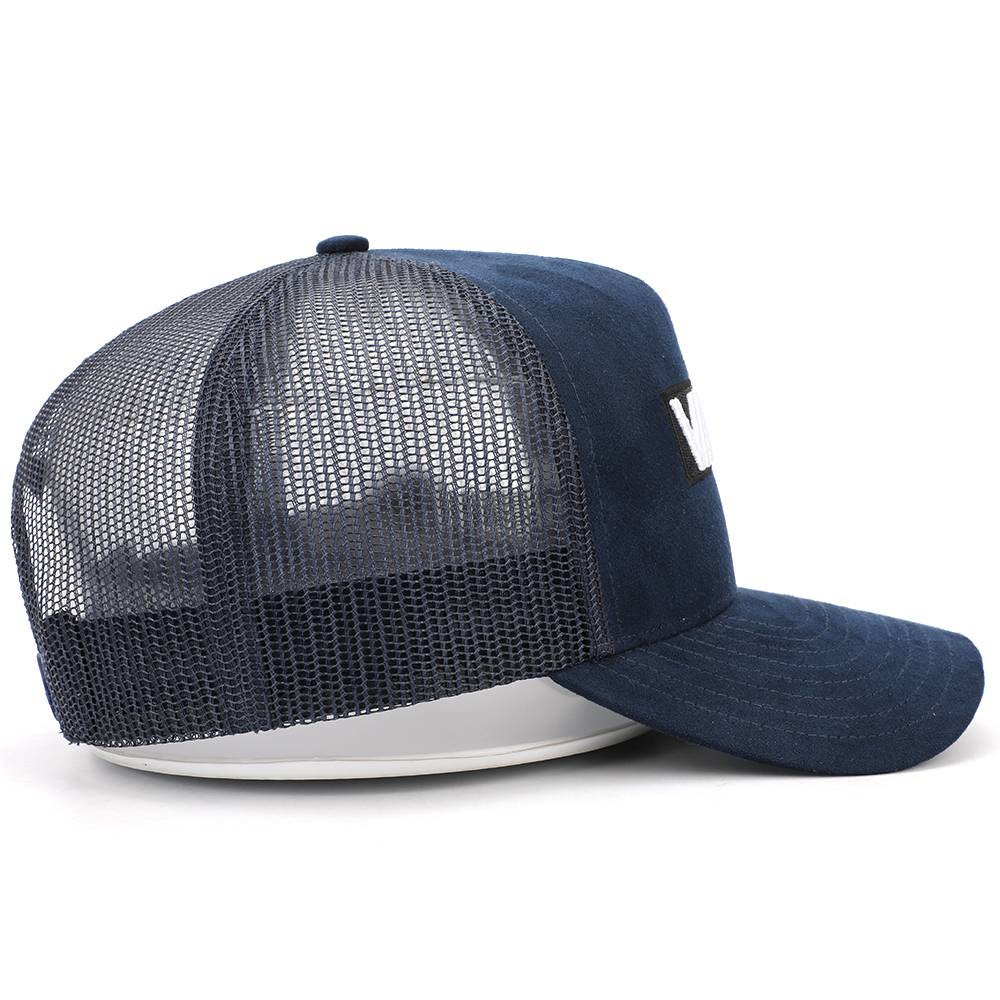 Navy Blue Suede Mesh Trucker Hat with VATOR Embroidered Logo