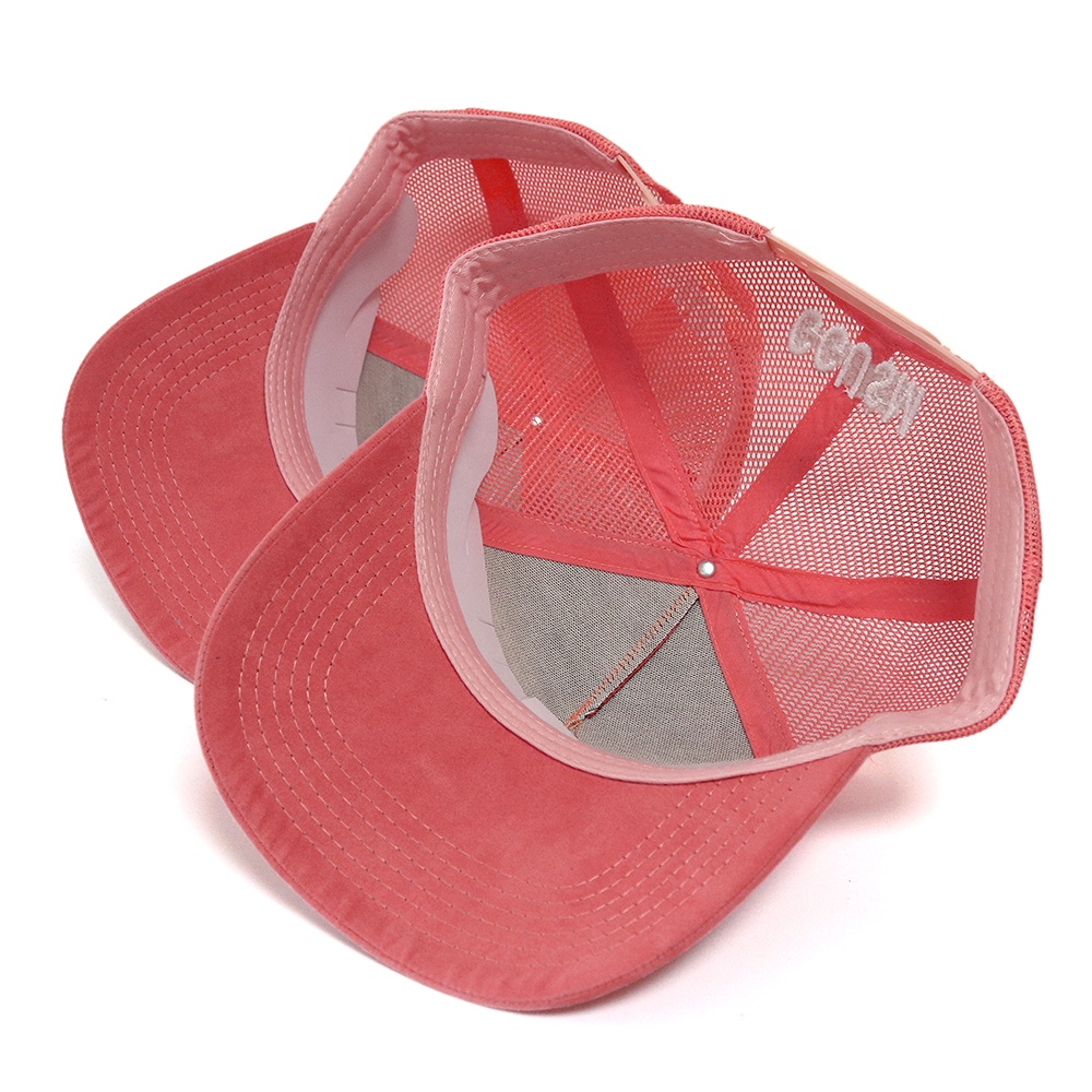 Pink Suede Mesh Trucker Cap with Embroidered “The Bag Is Yours” Patch