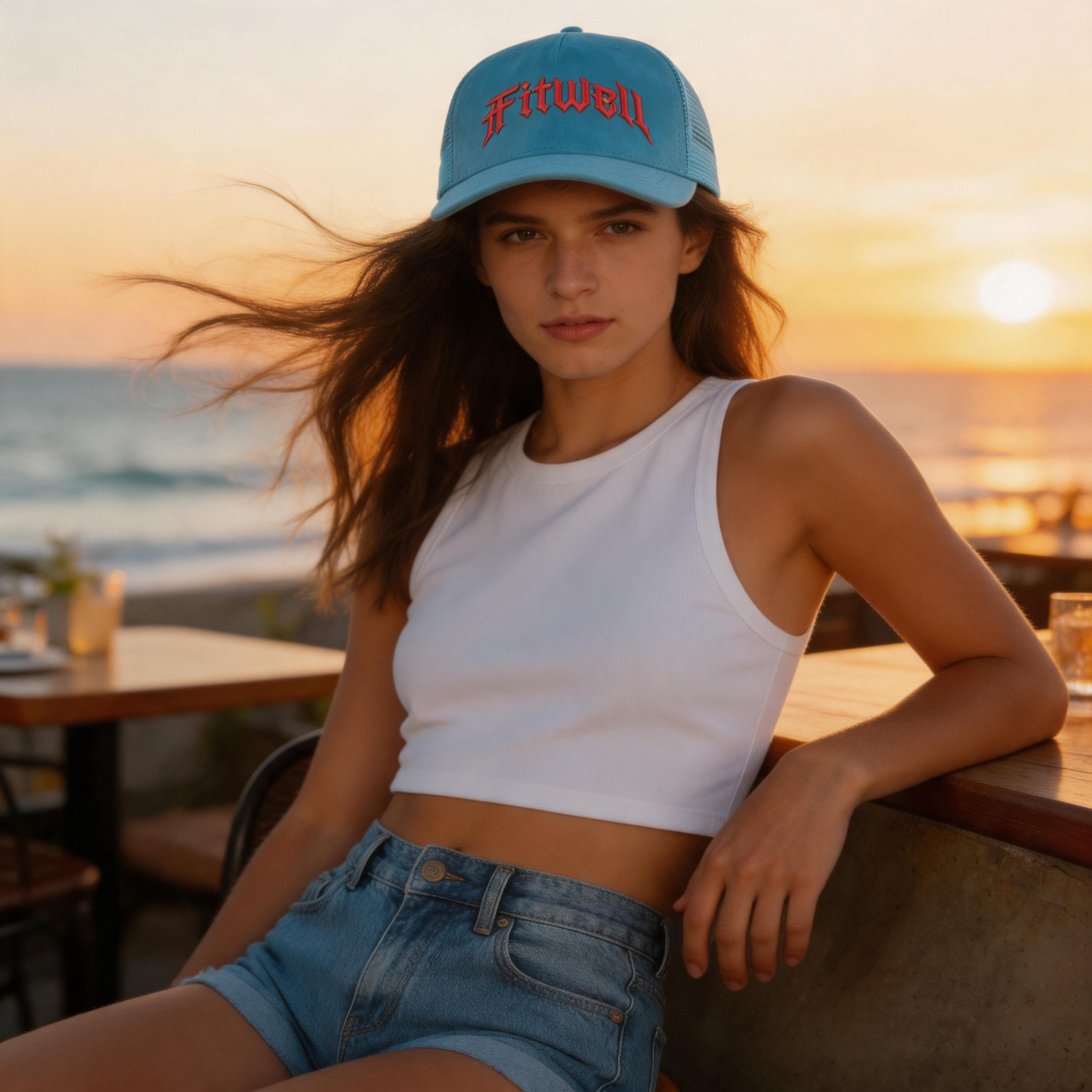 AFROWEAR Suede Mesh Embroidered Trucker Hat