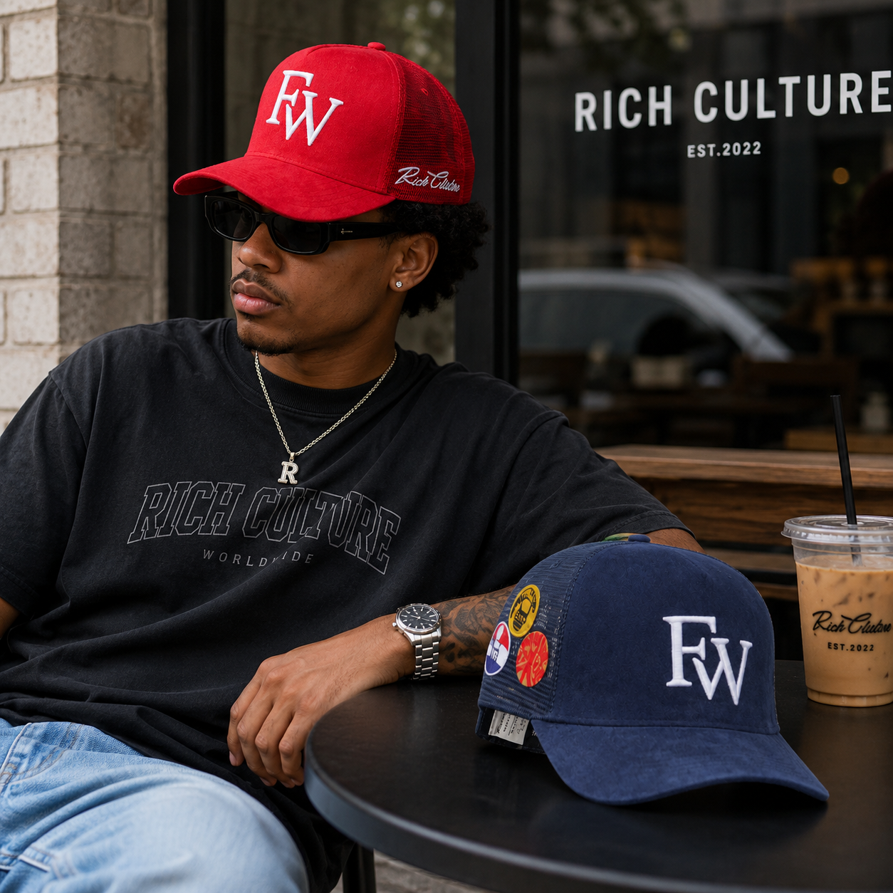 Vintage Suede Patchwork Mesh Trucker Cap with Raised Monogram