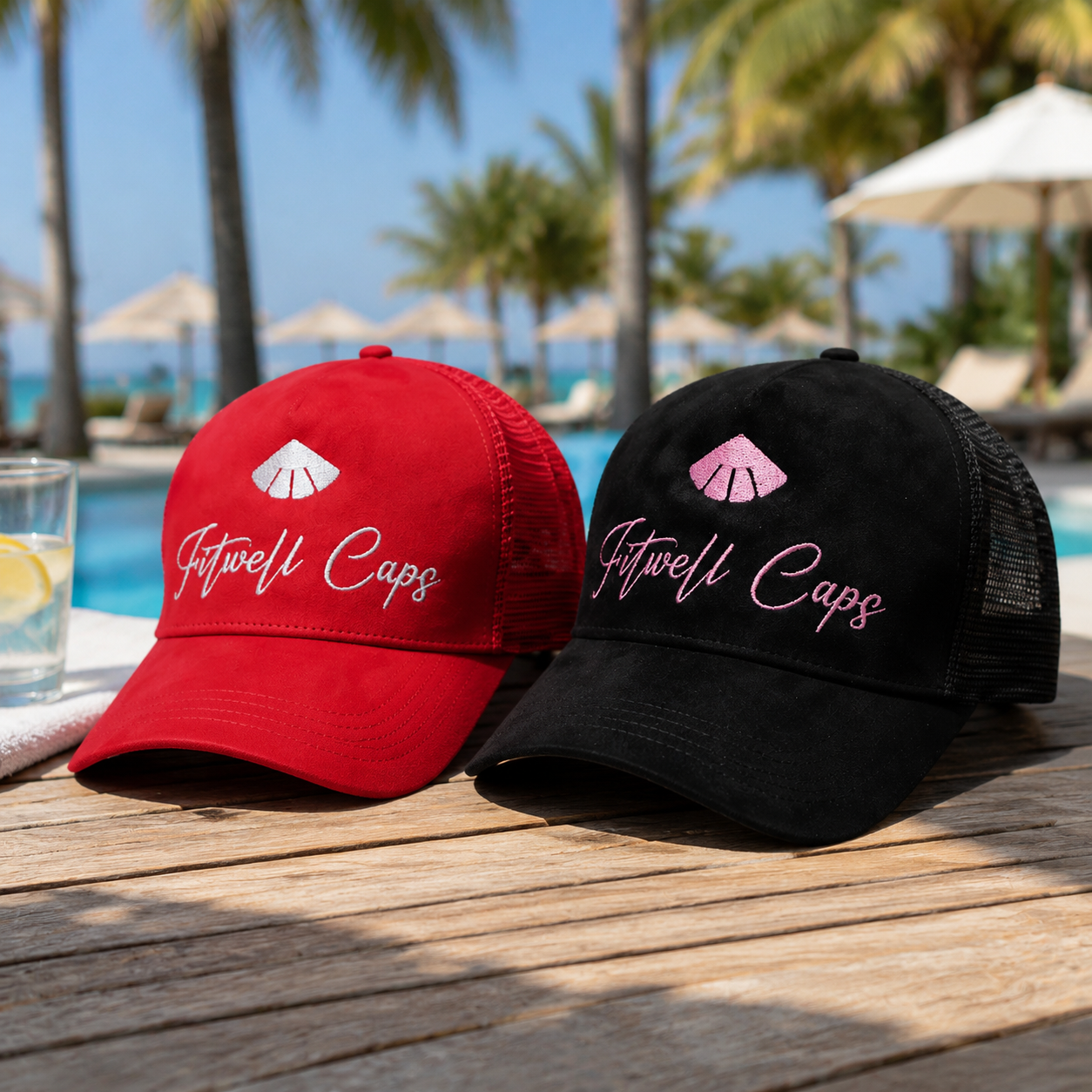 Two Tone Mesh Trucker Cap with Embroidered Script Logo