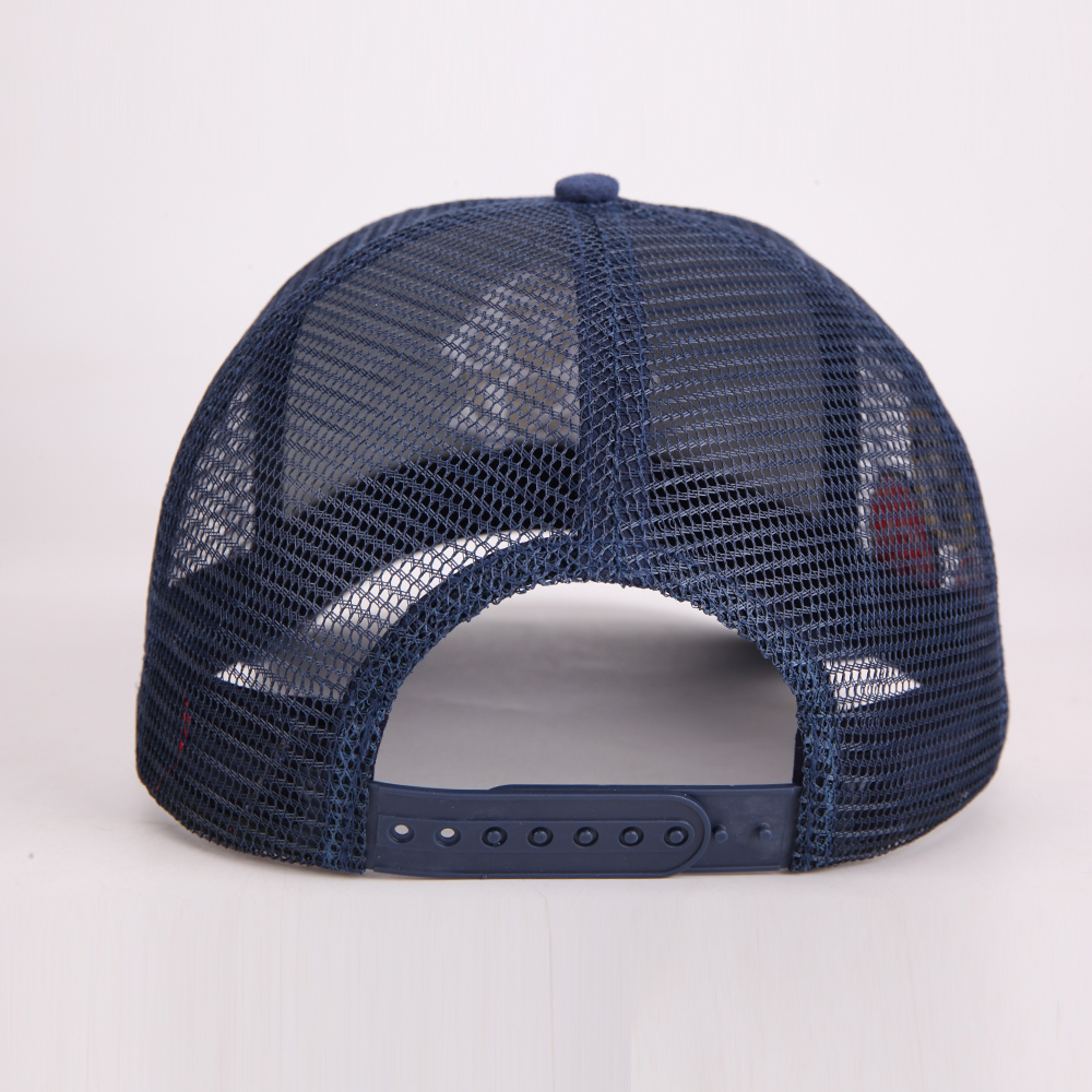 Vintage Suede Patchwork Mesh Trucker Cap with Raised Monogram