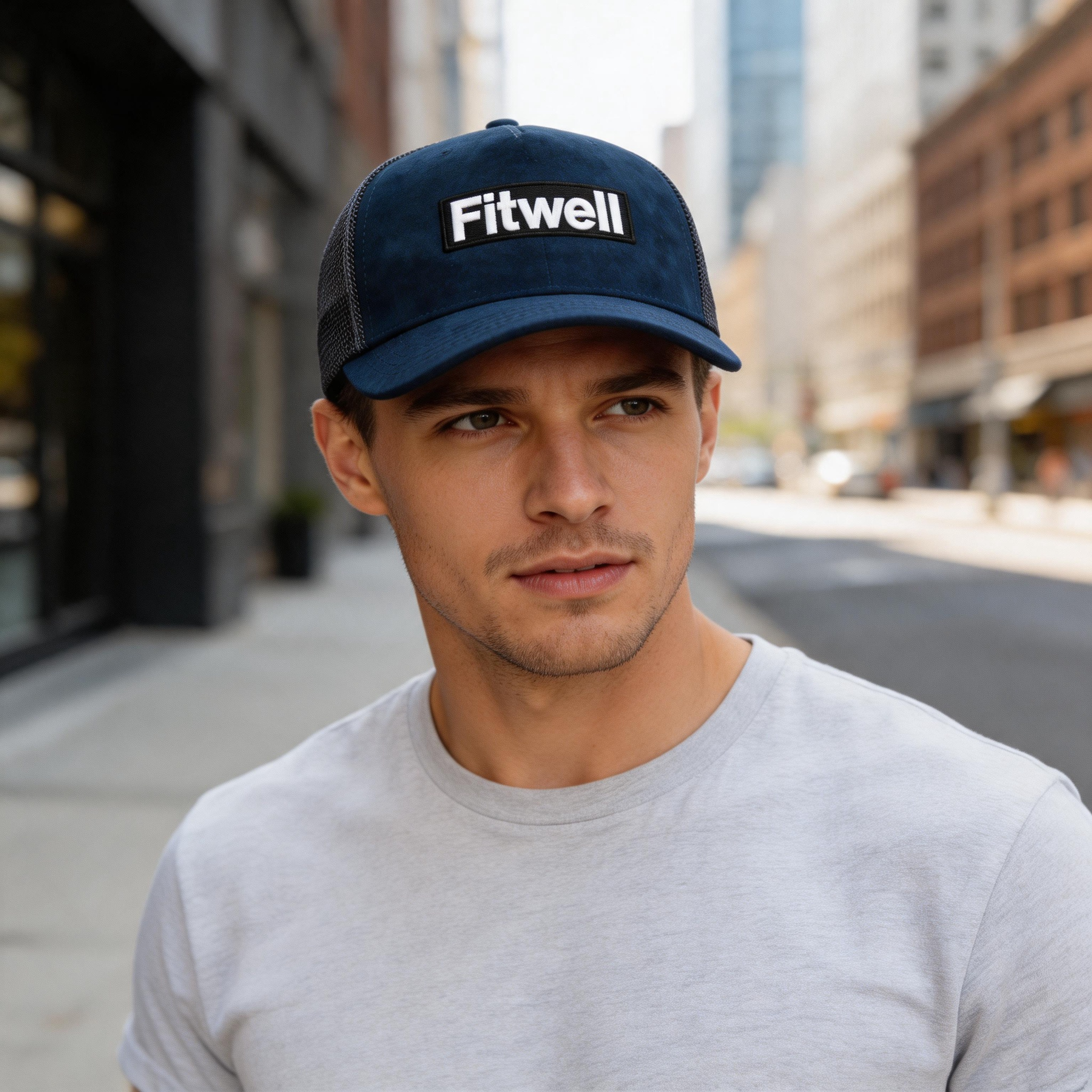 Navy Blue Suede Mesh Trucker Hat with VATOR Embroidered Logo
