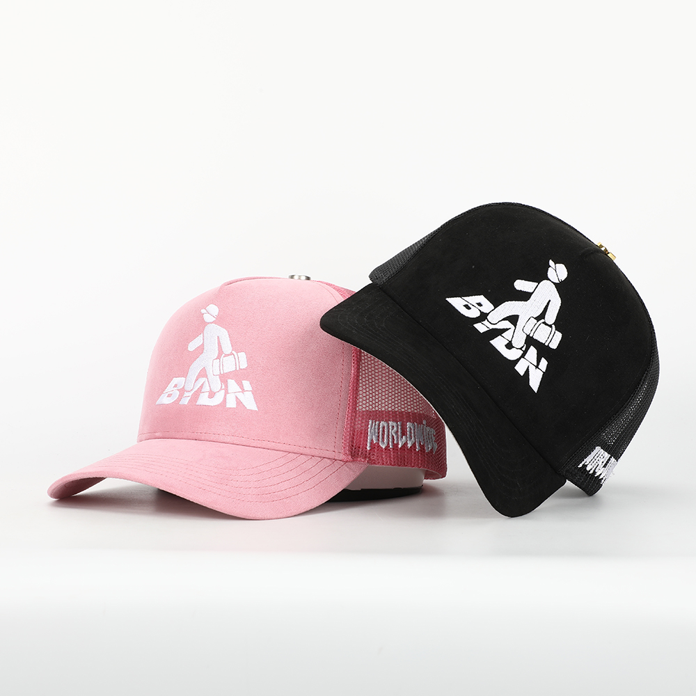 Walking Traveler Graphic Suede Mesh Trucker Hat