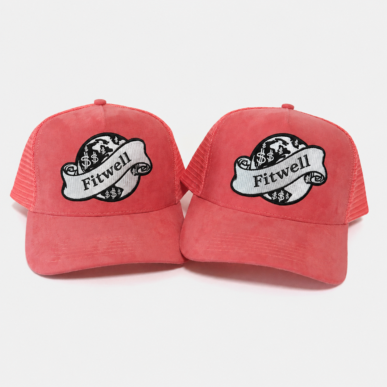 Pink Suede Mesh Trucker Cap with Embroidered “The Bag Is Yours” Patch